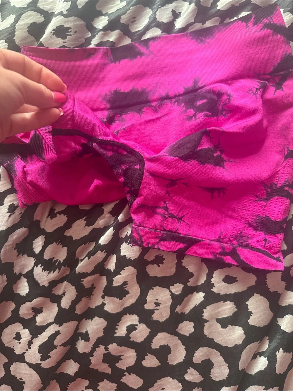 High-Waist Tie-Dye Hot Pink Women’s Active Shorts